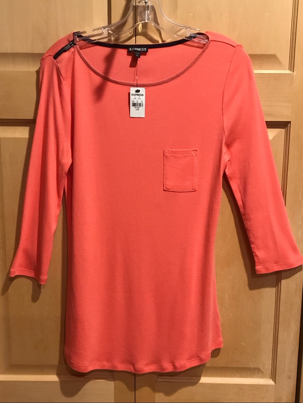 New Express Coral Knit Top with Scoop Neck